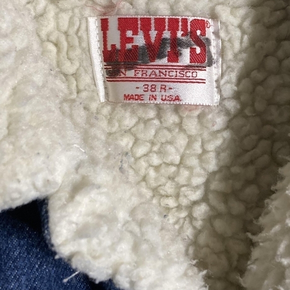 Vintage 70s Levi’s Made in USA Sherpa Lined Denim Trucker Jean Jacket Men's 38 R - Picture 4 of 7